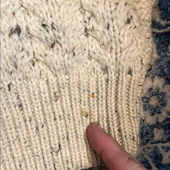 Aran Crafts Cozy Cream Cable Knit Wool Quarter Zip Sweater - Picture 9 of 11